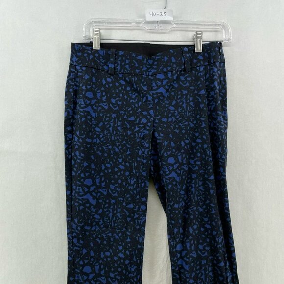 Ann Taylor Chelsea Crop Pants Women's 27 Blue Black Printed Stretch Side Zip - Picture 8 of 12